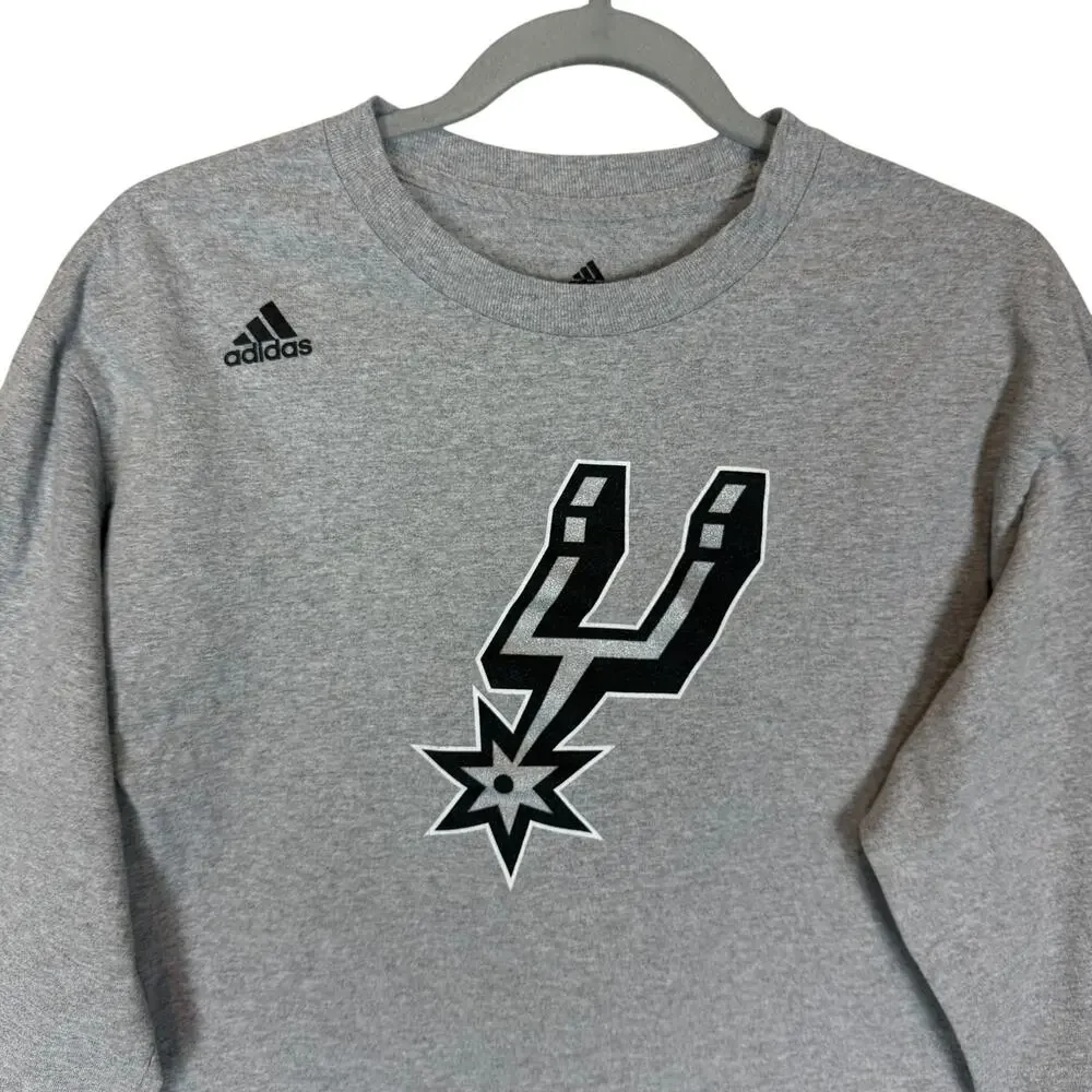 Adidas San Antonio Spurs Sweatshirt Men Medium Gray #2 Kawhi Leonard Long Sleeve